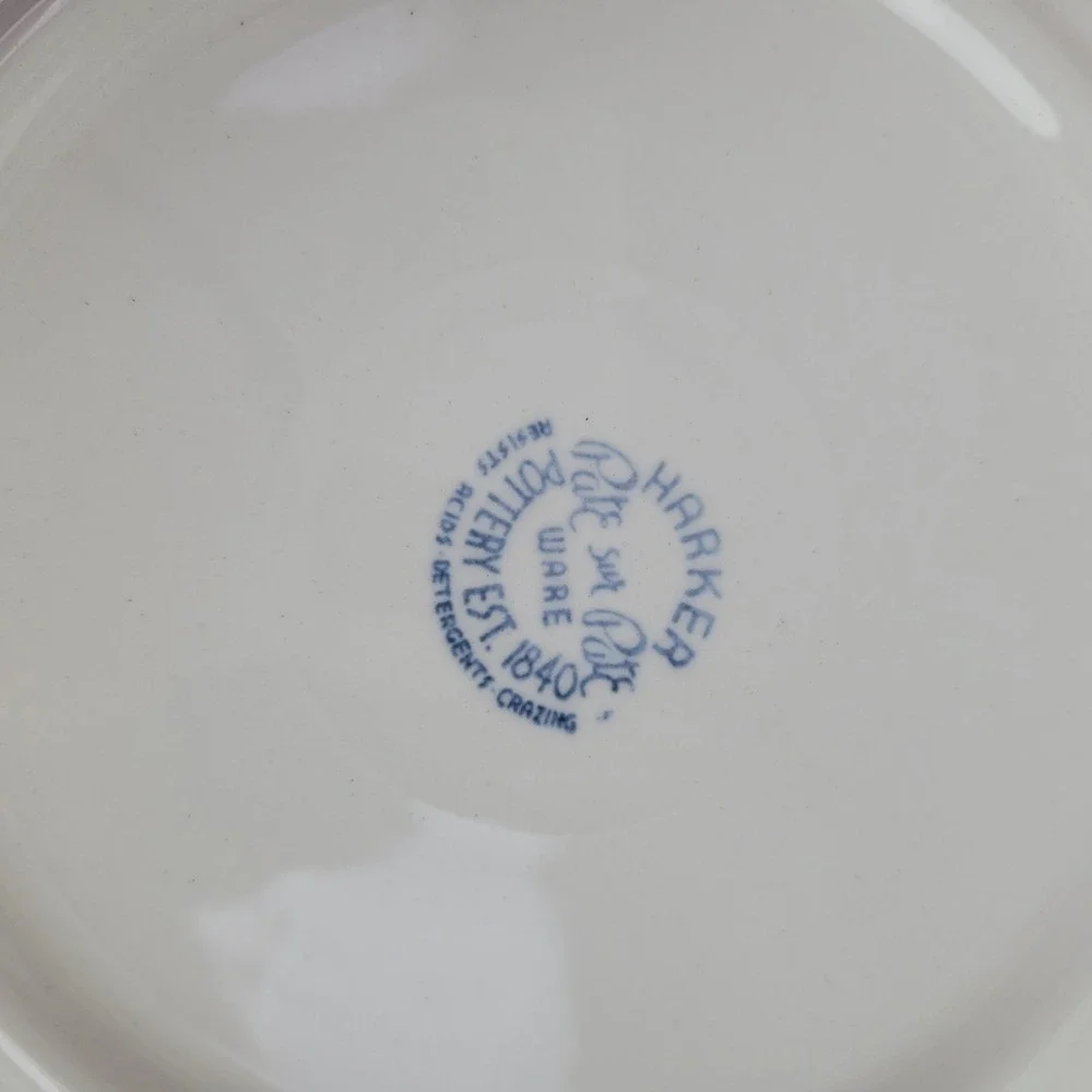 Vintage Harker‎ Pottery Gray Snack Set Cup and Square Plate